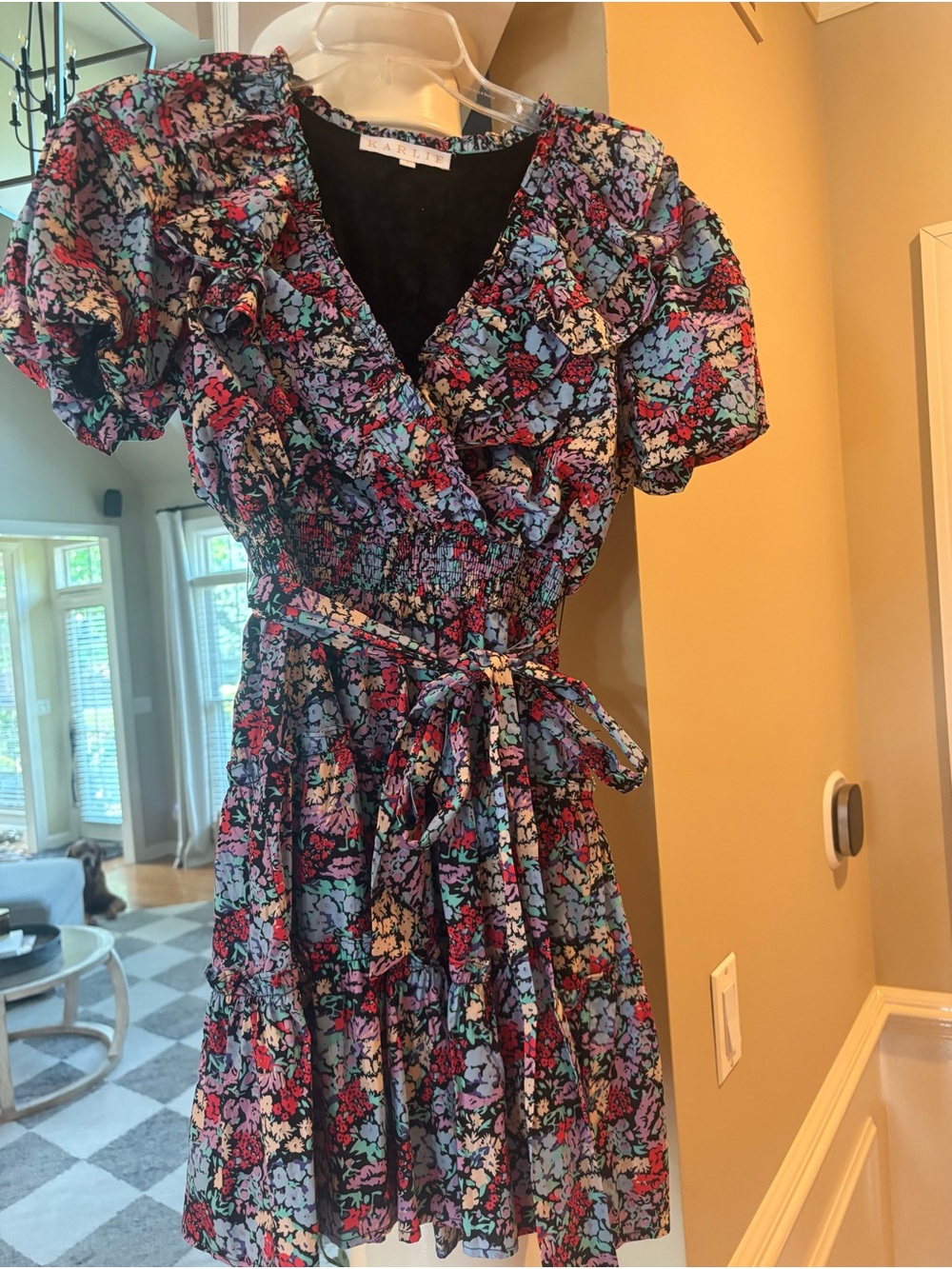 Karlie Multicolor Floral Ruffle Wrap Mini Dress - Picture 2 of 4